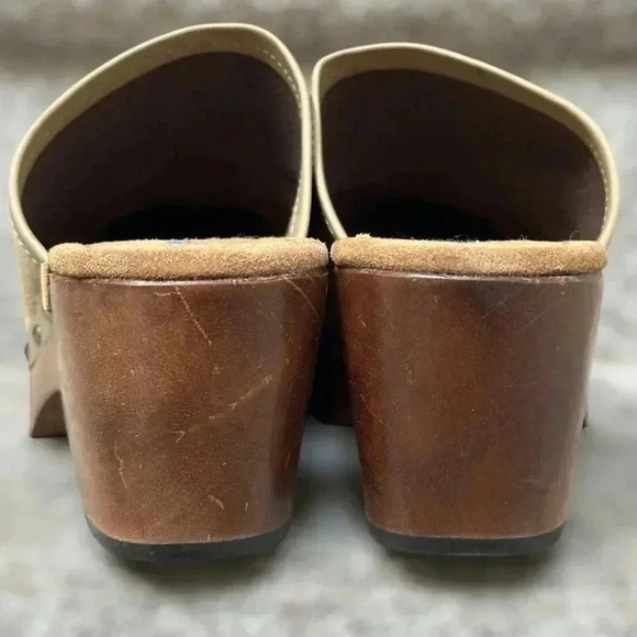 Vintage Y2K Candies Wooden Boho Suede Platform Clogs | Tan | Women’s Size 9 - Picture 7 of 9
